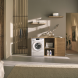 Miele WSA123 WCS in ruimtelijke keuken-/wasruimtesetting naast houten kastopstelling