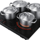 De Samsung NZ64N7777GK is een ruime inductiekookplaat waar 4 pannen gemakkelijk op geplaatst kunnen worden.