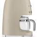 Smeg DCF02MLMEU koffiemachine schuine zijkant met glaskanne en retro ontwerp