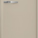 Smeg FAB28RMLM6 retro koelkast vooraanzicht met taupe front en chromen handgreep
