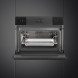 Smeg SO4102S3B combi-stoomoven, geopende deur met bakplaat en rooster in positie