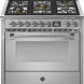 Vrijstaand RVS fornuis met 5 gaspitten en multifunctionele oven - Steel AP9F-4M
