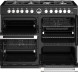 Het Stoves Sterling S1100 DF Deluxe zwart fornuis is voorzien van vier ovens