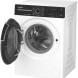 Whirlpool wasmachine zijprofiel met openstaande deur en zichtbare trommelinterieur