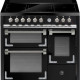 Steel fornuis nikkel met Full Wide inductiekookplaat en 3 ovens