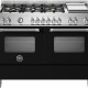 BERTAZZONI MAS126G2ENET mat zwart gasfornuis 120 cm met dubbele elektrische oven en wokbrander