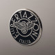 Close-up van het Bertazzoni logo op de ovendeur van de MPL95I1EXC