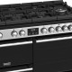 Het Stoves Precision DX S1000DF GTG EU SS rvs fornuis heeft twee wokbranders van 5,0 kW