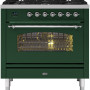 Ilve P096NE3/EG fornuis - groen - 90 cm. breed