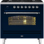 Ilve P096NE3/MB fornuis - blauw - 90 cm. breed