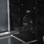 De hetelucht functie bevindt zich in de zijwand van de oven