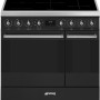 De Smeg C92IMMB2 is een 90 cm. inductie fornuis met 2 ovens in de kleur mat zwart