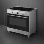 Foto van de voorzijde van de Smeg CG90CIXT met twee knops bediening en touch control