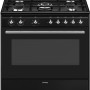 De Smeg CX91GMBLNLK is een 90 cm. breed gas fornuis in de kleur zwart