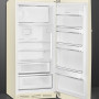 Overzichtsafbeelding van het interieur van de Smeg FAB28RCR5 koelkast creme - rechtsdraaiend