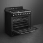 De Smeg TR90NNLK9 is uitgevoerd met een enkele oven met een inhoud van 119 liter.
