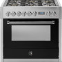 Steel G9F-6W fornuis afgebeeld in de kleur Nero