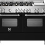 BERTAZZONI MAS126G2ENET mat zwart gasfornuis 120 cm met dubbele elektrische oven en wokbrander