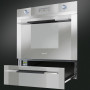 De CT15-2 warmhoudlade van SMEG kan eenvoudig onder een 45 cm. inbouw apparaat uit dezelfde Linea Luce lijn geplaatst worden.