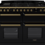 Falcon Estel Deluxe 110 zwart gasfornuis met sudderoven en gietijzeren pandragers