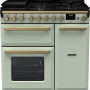 Mintgroen Falcon gasfornuis Estel Deluxe 90 met dubbele elektrische oven