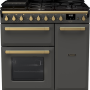 Leigrijs Falcon Estel Deluxe gasfornuis met dubbele oven en wokbrander