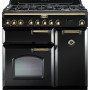 FALCON Classic Deluxe 90 gas/elektro fornuis zwart met messing beslag
