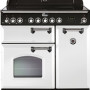 Falcon Classic Deluxe 90 inductie fornuis in wit met chroom beslag