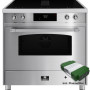 90 cm breed ELEMENTI DI CUCINA IC9034-IX-S vrijstaand inductie fornuis met geïntegreerde afzuigkap