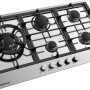 Links op de Inventum IKG9023WGRVS bevindt zich een sterke wokbrander met een vermogen van 3,6 kW