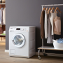 Het ontwerp van de nieuwe Miele Miele WDA 110 is tijdloos en fraai uitgevoerd met de chromen deur