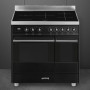 Smeg C92IPBL9-1 inductiefornuis, 90 cm. breed in de kleur  hoogglans zwart
