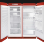 Side-by-side opstelling van de retro SMEG vriezer en koelkast