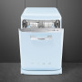 De Smeg LVFABPB2 heeft de kenmerkende afgeronde hoeken en uitgevoerd in pastelblauw