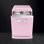 De Smeg LVFABPK is uitgevoerd in retro jaren'50 design in de kleur roze