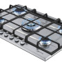 De wokbrander van de Smeg P272XGHNLK is in het midden geplaatst en heeft een vermogen van 4,2 kW