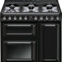 Smeg TR93NNLK fornuis - zwart - 3 ovens - 90 cm. breed