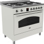 De Belling SCR900DFT fornuis old white is strak tussen twee kasten te plaatsen