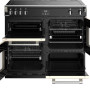 Het interieur van de Stoves RICHMOND S1000 EI deluxe creme inductie fornuis met wel drie ovens en een opbergruimte!
