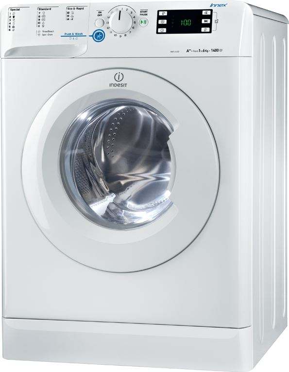 Indesit 61452 W EU wasmachine, 6 kg. 1400 toeren