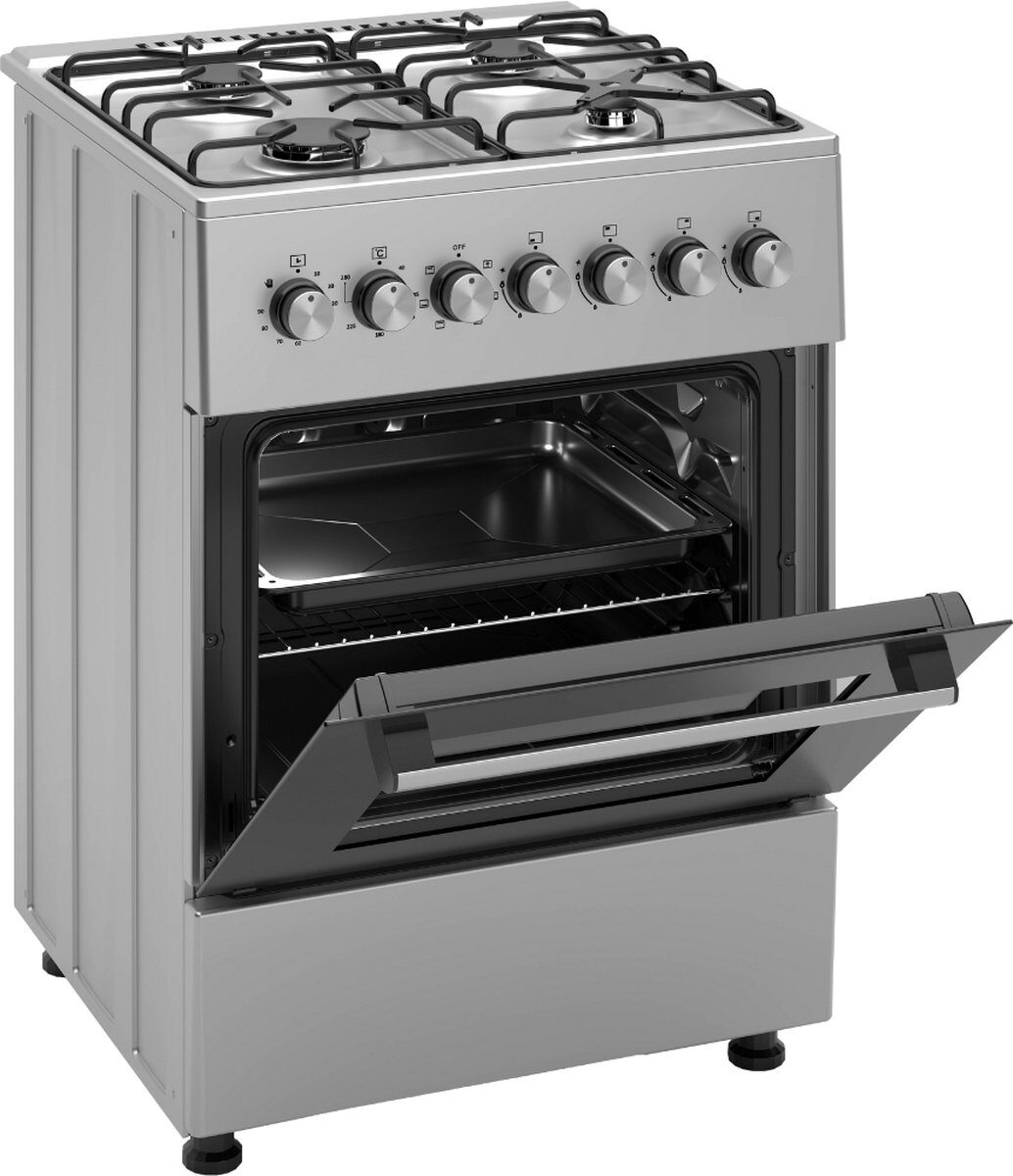 Wiggo WO-E606A(XX) gas fornuis - rvs - De Schouw Witgoed