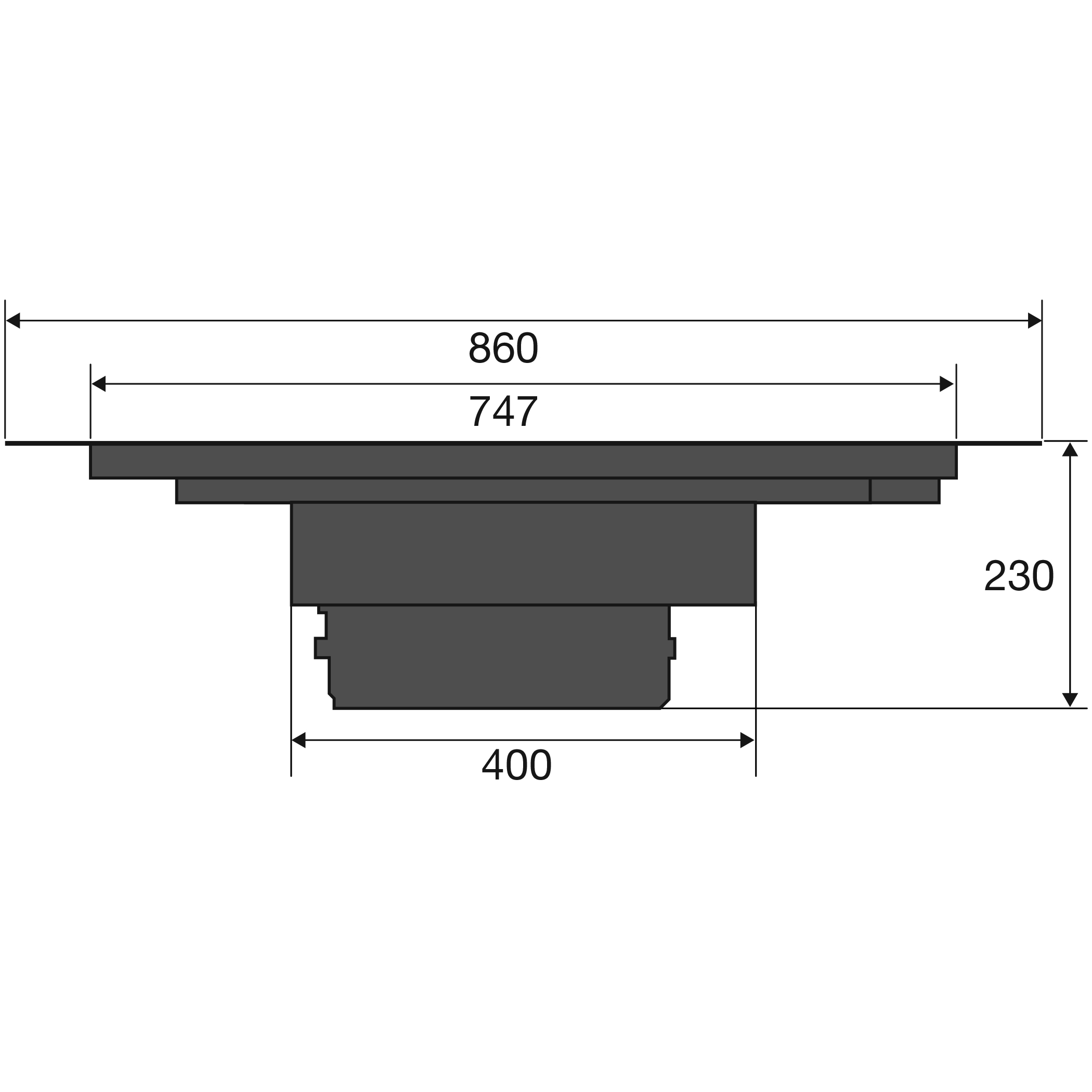 Maten (hoogte, breedte en diepte) van PELGRIM inductie kookplaat met afzuiging inbouw IKR3093ANT