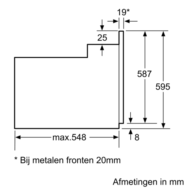 Maten (hoogte, breedte en diepte) SIEMENS oven inbouw rvs HB113FBS1