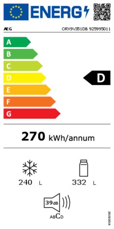 Energielabel AEG amerikaanse koelkast ORX9V351DB
