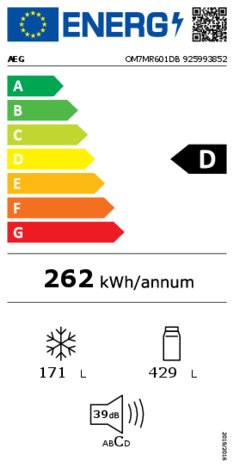 Energielabel AEG inbouw, onderbouw of vrijstaand OM7MR601DB