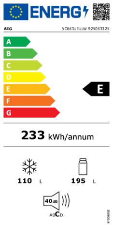 Energielabel AEG koelkast RCB531E1LW