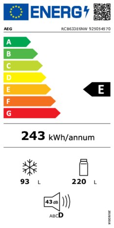 Energielabel AEG koelkast RCB633E6NW