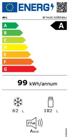 Energielabel AEG koelkast inbouw EK7A18C