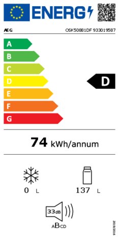 Energielabel AEG koelkast inbouw OSK50881DF