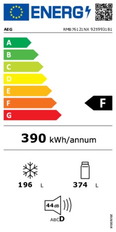 Energielabel AEG side/by/side koelkast rvs/look RMB76121NX